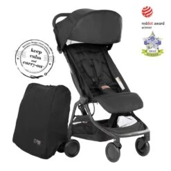 Mountain Buggy Nano V3 Stroller + All Weather Cover Bundle -Megababies USA 1. Mountain Buggy nano 2020 hero product shot with satchel BLACK 1200x1200px 1200x 75038d01 a881 4903 9cb7 c0015fd57ac5