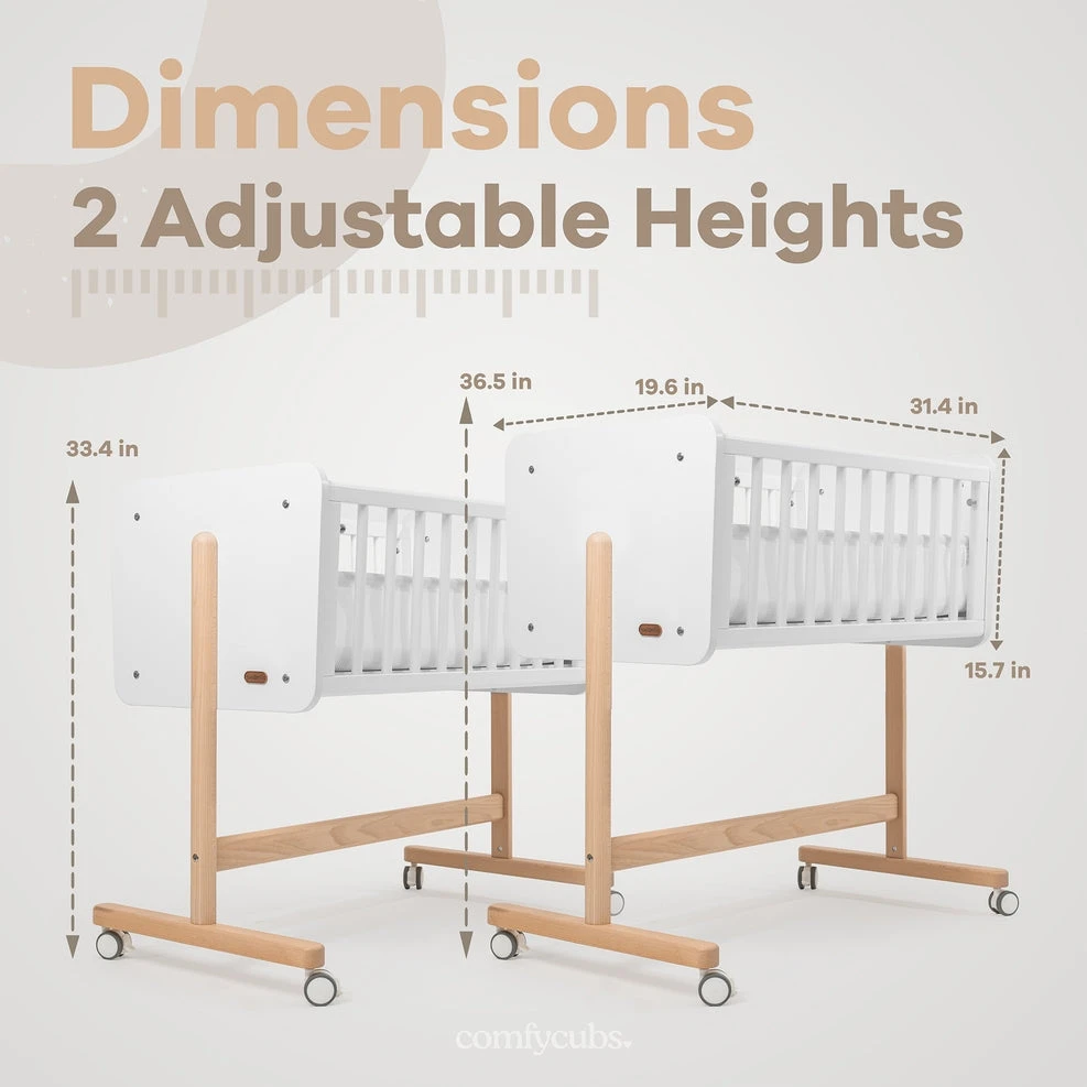Comfy Cubs Wooden Bassinet Bedside Sleeper 2 Comfy Cubs Wooden Bassinet Bedside Sleeper - Image 2