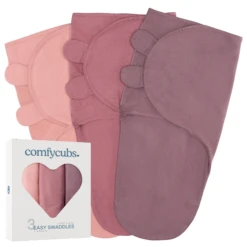 Comfy Cubs Baby Easy Swaddle Blankets - Pack Of 3