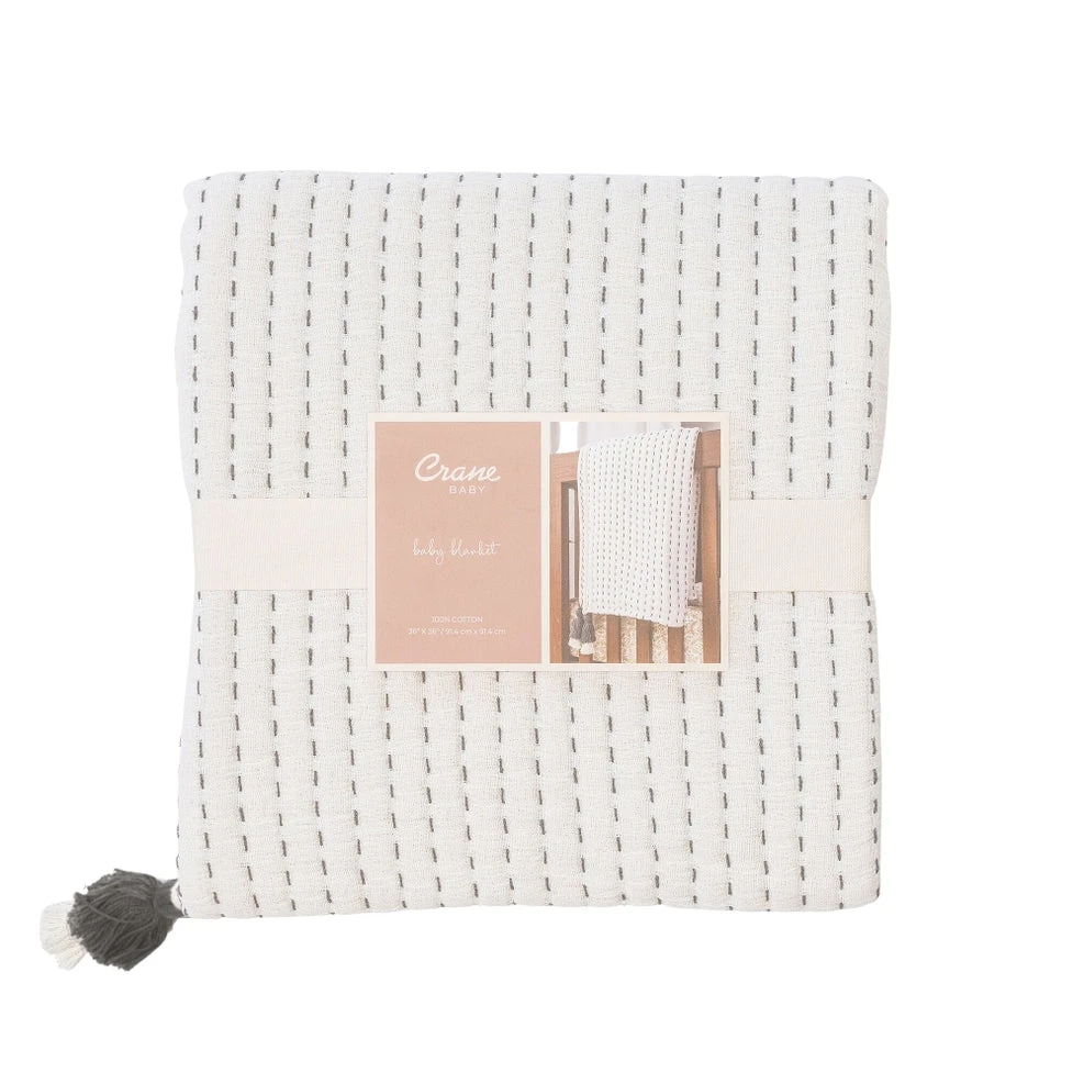 Crane Baby Stitched Striped Blanket 1 Crane Baby Stitched Striped Blanket