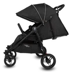 Valco Baby Slim Twin Double Stroller With Bumper Bar -Megababies USA 2.Slimtwin Lic Hood2 Black