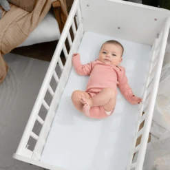 Comfy Cubs Muslin Fitted Bassinet Cradle Sheet 8 Comfy Cubs Muslin Fitted Bassinet Cradle Sheet -Megababies USA 2WhiteMBSLaying2000X2000