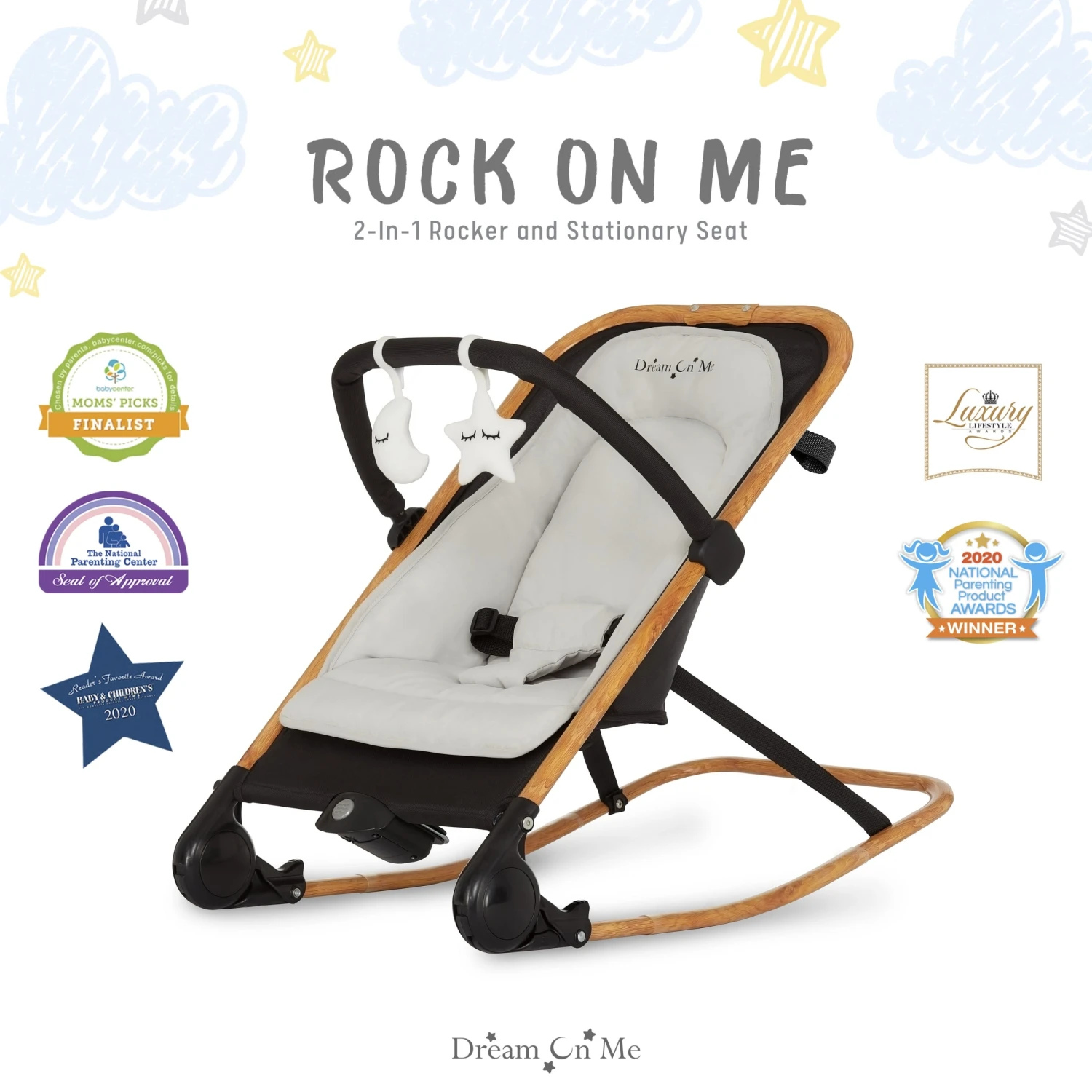 Dream On Me Rock With Me 2-in-1 Rocker And Stationary Seat 1 Dream On Me Rock With Me 2-in-1 Rocker And Stationary Seat