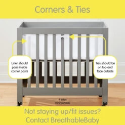 BreathableBaby Classic Mesh Liner For Mini Cribs (Covers 4 Sides) -Megababies USA 3 4MCorners Tiescopy 1 720x 78fe1798 fb75 4f57 b60f 4971b6d2feac