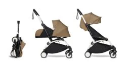 Stokke BABYZEN YOYO² Compact Travel Stroller Complete Bundle With 0+ Newborn Pack -Megababies USA 3 YOYO 2 Co WHITE FRAME TOFFEE WEB