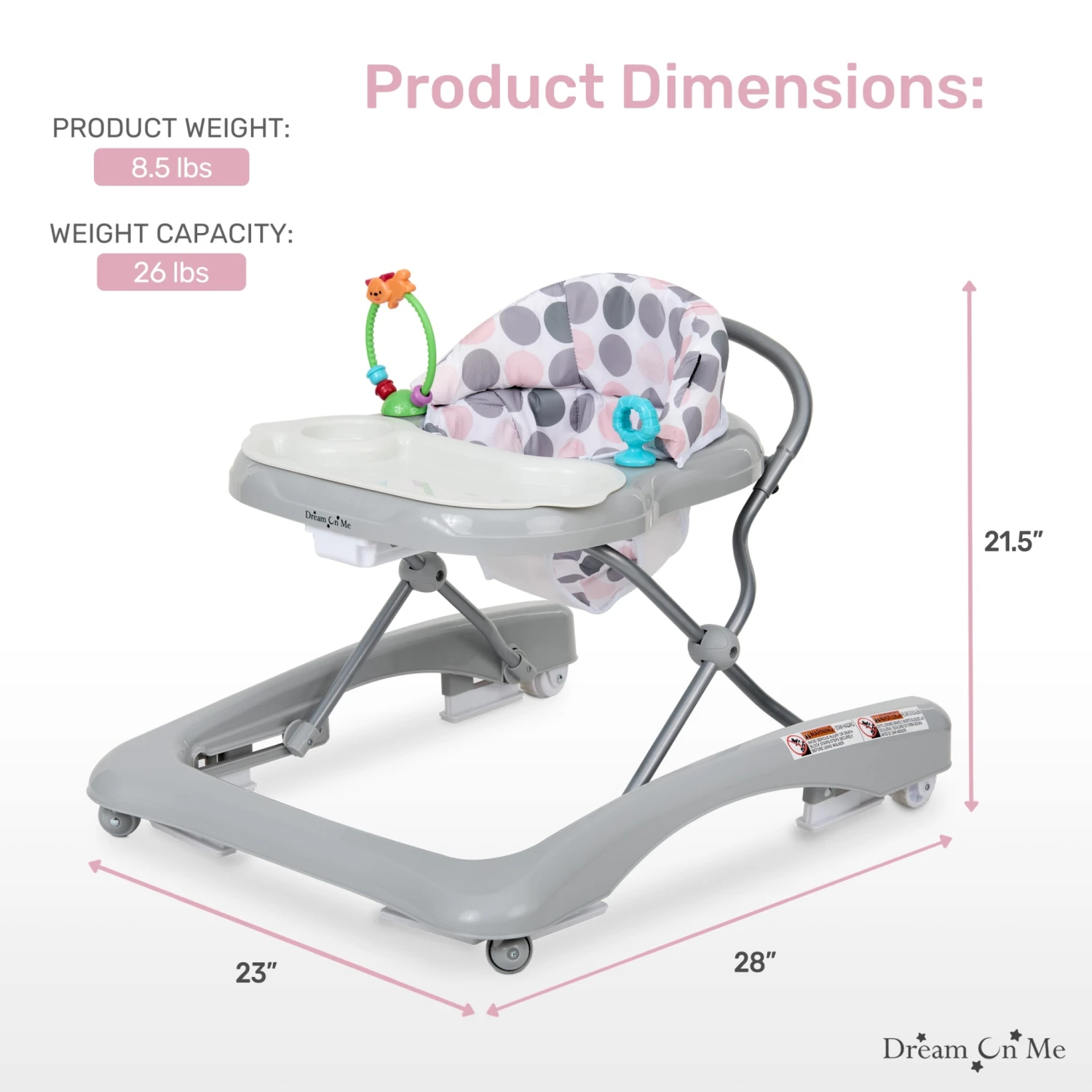 Dream On Me Mia Foldable Baby Walker 17 Dream On Me Mia Foldable Baby Walker - Image 17