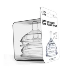 Comotomo Baby Bottle Silicone Replacement Nipples (2 Pack)