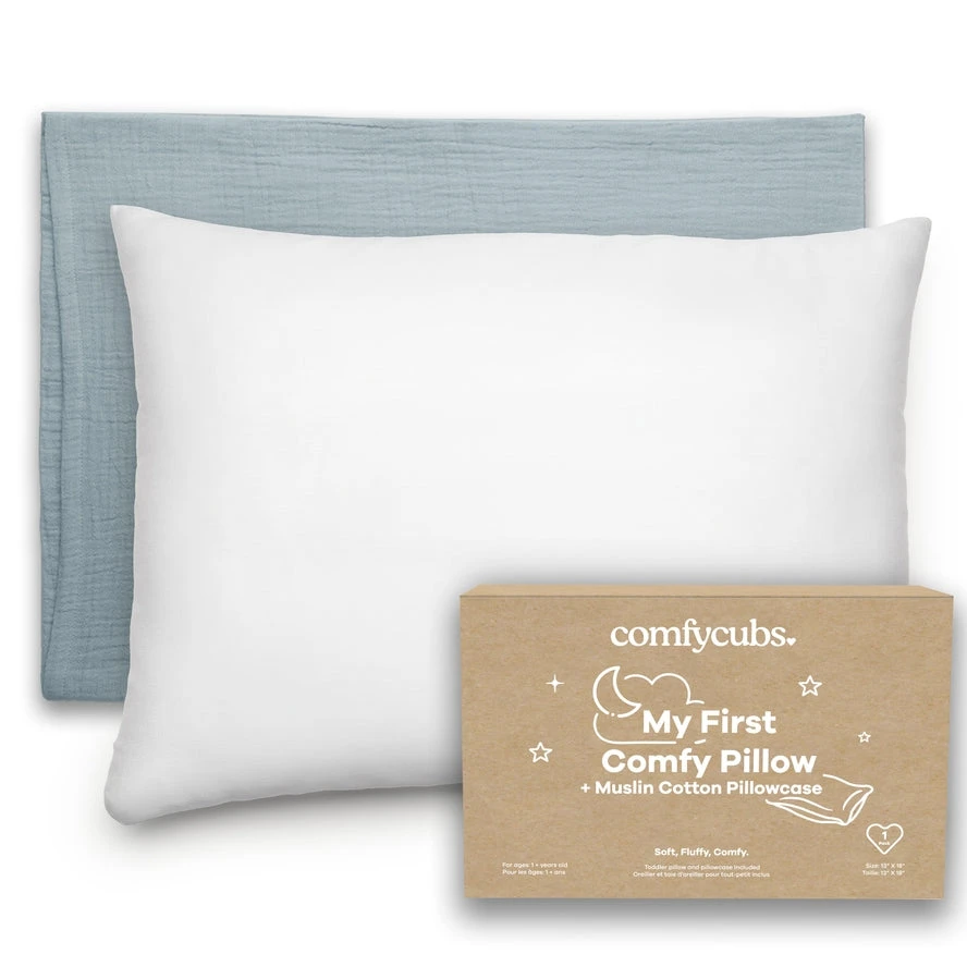 Comfy Cubs Toddler Pillow With Soft Muslin Cotton Pillowcase 2 Comfy Cubs Toddler Pillow With Soft Muslin Cotton Pillowcase - Image 2