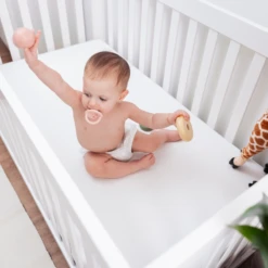 Comfy Cubs Muslin Fitted Crib Sheet -Megababies USA 4White MCSbabySittingV12000X2000