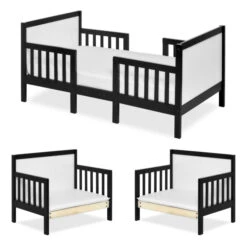 Dream On Me Hudson 3-In-1 Convertible Toddler Bed -Megababies USA 639 BLKWHT Collage 700x700 1