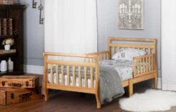 Dream On Me Sleigh Toddler Bed -Megababies USA 642 N Natural Sleigh Toddler Bed RS