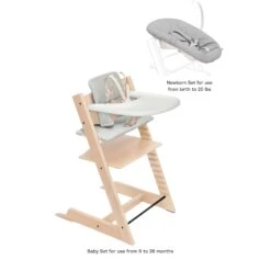 Stokke Tripp Trapp High Chair² With Cushion, Newborn Set + Stokke Tray -Megababies USA 663000 Natural 2