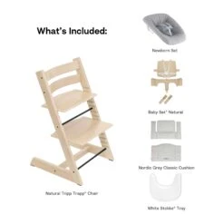 Stokke Tripp Trapp High Chair² With Cushion, Newborn Set + Stokke Tray -Megababies USA 663000 Natural 3