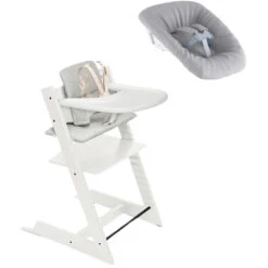 Stokke Tripp Trapp High Chair² With Cushion, Newborn Set + Stokke Tray -Megababies USA 6631000 White LeadImage