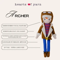 Ely's & Co. Hearts Of Yarn Archer Doll -Megababies USA ARCHER