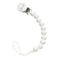 Ali+Oli Silicone Pacifier Clip -Megababies USA Ali OliPacifierClip White CurvedWeb Res