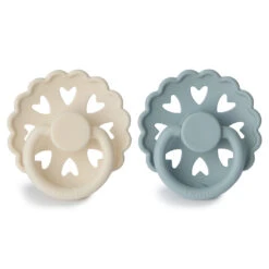 Mushie FRIGG Andersen Fairytale Silicone Pacifier 2-Pack -Megababies USA Andersen twopack Cream StoneBlue f f silicone 1