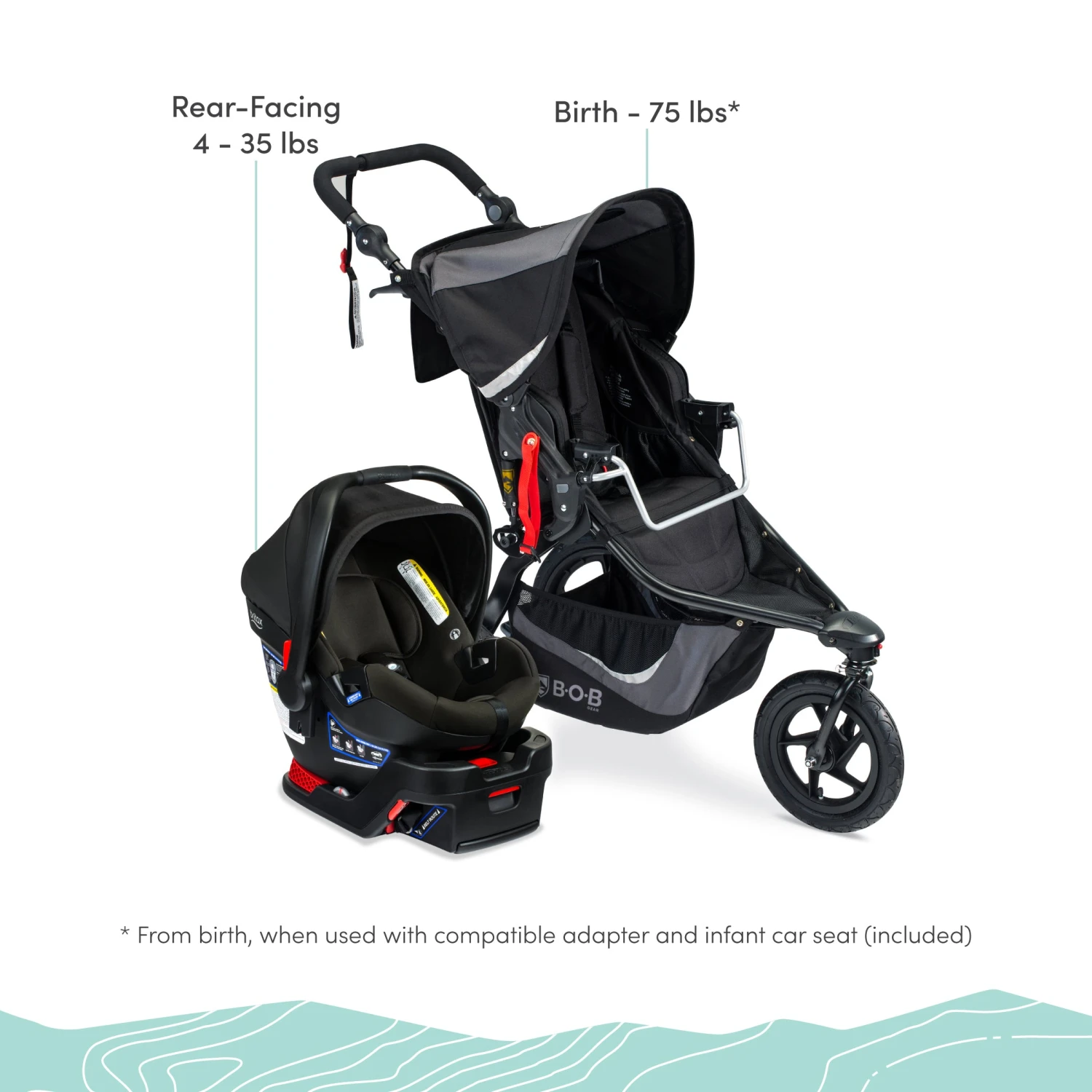 BOB Gear Revolution Flex 3.0 Travel System With B-Safe Gen2 Infant Car Seat 11 BOB Gear Revolution Flex 3.0 Travel System With B-Safe Gen2 Infant Car Seat - Image 11