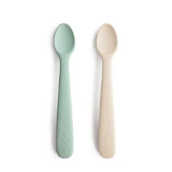 Mushie Silicone Feeding Spoons 2-Pack -Megababies USA CambridgeBlue ShiftingSand SiliconeSpoon 6ec9082b 014c 44bb b77b bb54943c9576