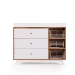 Dadada Central Park 3-Drawer Dresser -Megababies USA DD CentralPark P Dresser RedOak ChangingTray