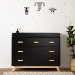 Dadada Soho 5-Drawer Dresser -Megababies USA DD Soho LF Dresser Black Changing Tray