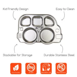 Innobaby Din Din SMART Stainless Steel Divided BPA Free Plate For Babies, Toddlers And Kids -Megababies USA DS DPL SF icons 5000x5000 31430.1553544067