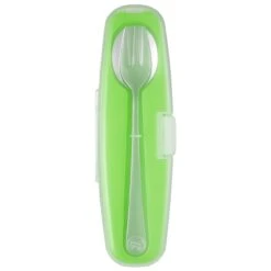 Innobaby Din Din SMART Stainless Steel Spoon And Fork Set With Carrying Case - BPA Free -Megababies USA DS SSF 03 850587003921 34970.1452099013.1280.1280