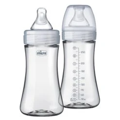 Chicco Duo 9oz. Hybrid Baby Bottle With Invinci-Glass Inside/Plastic Outside 2-Pack
