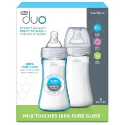 Chicco Duo 9oz. Hybrid Baby Bottle With Invinci-Glass Inside/Plastic Outside 2-Pack 16 Chicco Duo 9oz. Hybrid Baby Bottle With Invinci-Glass Inside/Plastic Outside 2-Pack -Megababies USA DUO Detail 04 9oz 2pk PKG grey 020722