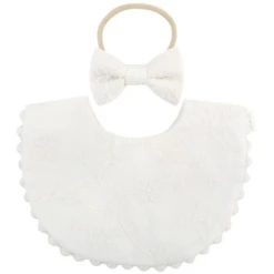 Ali+Oli Cotton Double Sided Baby Bib With Bow 10 Ali+Oli Cotton Double Sided Baby Bib With Bow -Megababies USA EmbroideredFlowers BowBib 3