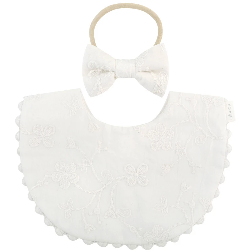 Ali+Oli Cotton Double Sided Baby Bib With Bow 4 Ali+Oli Cotton Double Sided Baby Bib With Bow - Image 4