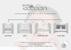 Cocoon Evoluer 4 In 1 Convertible Crib -Megababies USA Evoluer USAFlyer Grey Version7