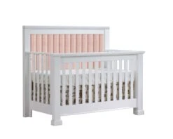 Natart Taylor 5-in-1 Convertible Crib With Channel Tufted Panel -Megababies USA FB taylor blanc crib with panel blush corners