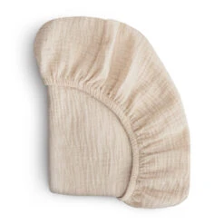 Mushie Extra Soft Muslin Bassinet Sheet 13 Mushie Extra Soft Muslin Bassinet Sheet -Megababies USA Fog BassinetCribSheet Folded