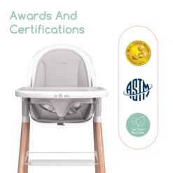 Children Of Design Classic Non-Reclinable High Chair With Removable Seat Cushion -Megababies USA Grwithcushwithstep Awards