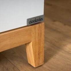 Dadada LaLa Little 3-Drawer Dresser -Megababies USA LaLa Little Dresser WhiteNatural CloseUp Leg