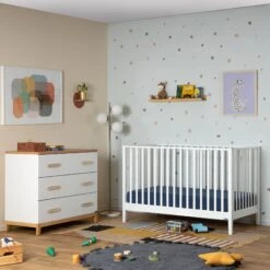 Dadada LaLa 3-in-1 Convertible Crib -Megababies USA Lala Crib White RoomShot LaLaDresser