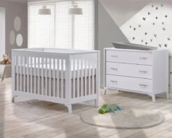 Tulip - Metro Convertible Crib And 3 Drawer Dresser XL -Megababies USA METROWHITESET