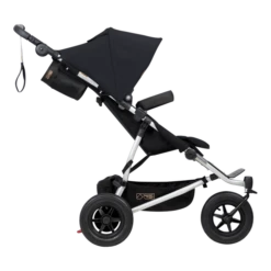 Mountain Buggy Duet V3 Stroller -Megababies USA Mountain Buggy duet buggy in black side view 720x a256ea0a f675 4486 bc18 c9fc60b71bf8