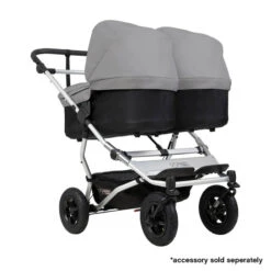 Mountain Buggy Duet V3 Stroller -Megababies USA Mountain Buggy duet buggy in silver with double carrycot plus in lie flat mode 720x 14270536 6736 4a20 a855 6abc1061fb37