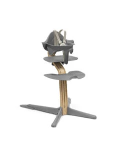 Stokke Nomi High Chair Bundle -Megababies USA Nomi Oak Grey BS US Hrn Ext 5426
