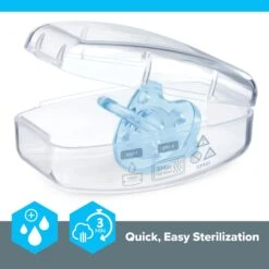 Chicco PhysioForma Silicone One-Piece Orthodontic Pacifier 0-6m 4pk -Megababies USA Paci Case Icons LtBlue 050322