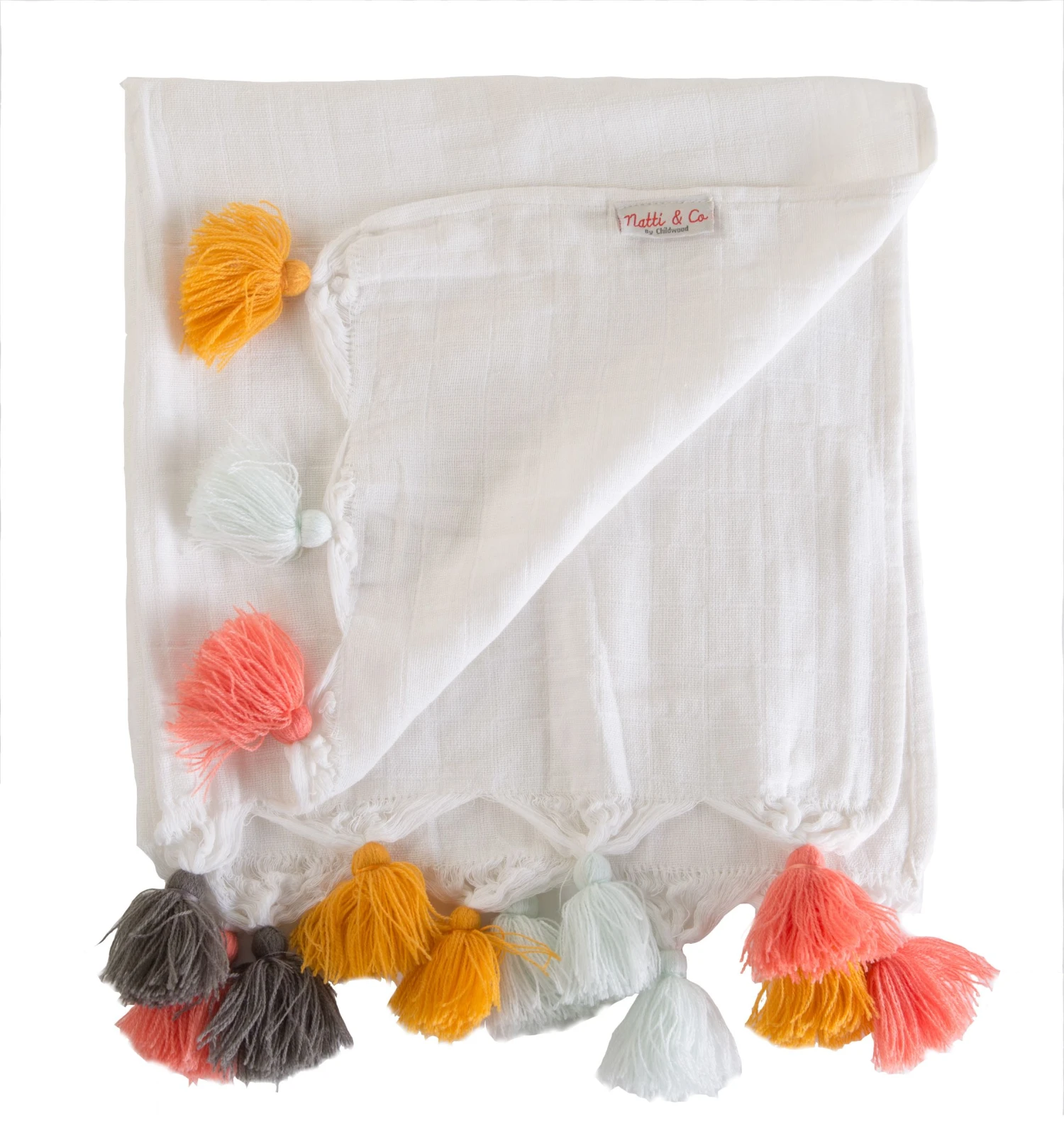 Childhome Pack Of 4 Tetra Cotton Cloths With Tassel 2 Childhome Pack Of 4 Tetra Cotton Cloths With Tassel - Image 2