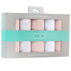 Ely's & Co. Contoured Jersey Cotton Burp Cloths - 5 Pack -Megababies USA PinkBurpCloths 1