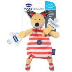 Chicco Pocket Buddies Soft Pacifier Lovey 22 Chicco Pocket Buddies Soft Pacifier Lovey -Megababies USA PocketBuddy pkgfront Fox