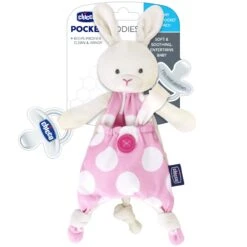 Chicco Pocket Buddies Soft Pacifier Lovey 25 Chicco Pocket Buddies Soft Pacifier Lovey -Megababies USA PocketBuddy pkgfront bunny