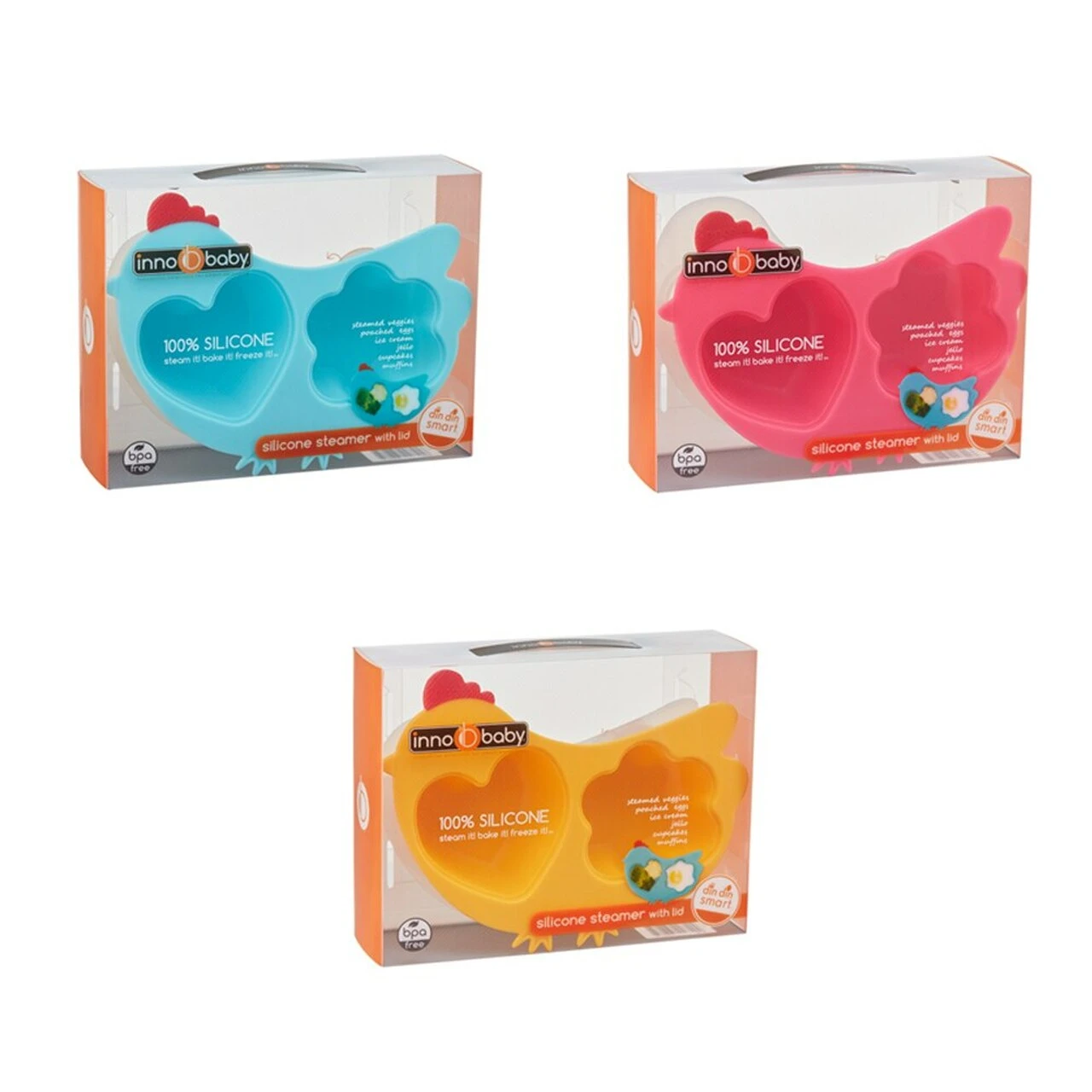 Innobaby Din Din SMART Silicone Steamer With Lid - Chicken 8 Innobaby Din Din SMART Silicone Steamer With Lid - Chicken - Image 8