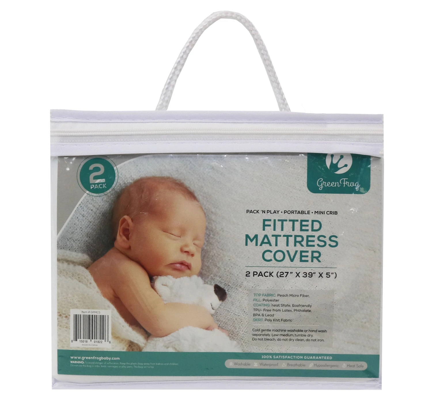 Green Frog Mini Mattress Cover 1 Green Frog Mini Mattress Cover