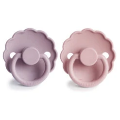 Mushie FRIGG Daisy Silicone Pacifier 2-Pack -Megababies USA SoftLilac BabyPink F F 2PACK silicone 1