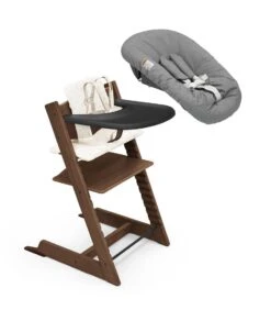 Stokke Tripp Trapp High Chair² With Cushion, Newborn Set + Stokke Tray -Megababies USA USCA TT Bundle 25 eCom TTOak NBAnthracite eCom
